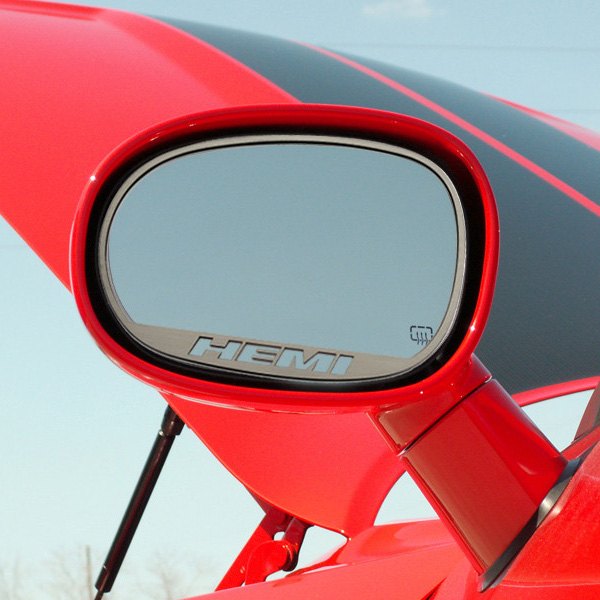 American Car Craft® - Brushed Side View Mirror Trim with HEMI Cut Out