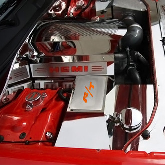 ACC® - Brushed Fuse Box Cover Top Plate with Orange Carbon Fiber R/T Logo
