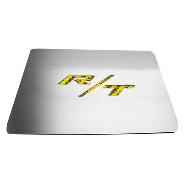 American Car Craft® - Brushed Fuse Box Cover Top Plate with Yellow R/T Logo