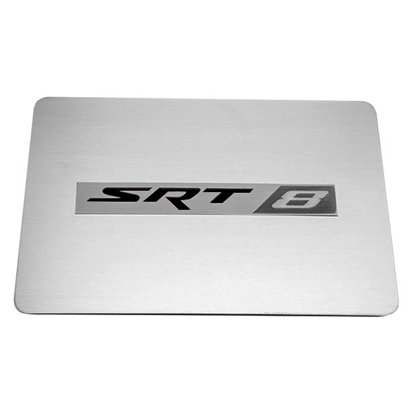 American Car Craft® - Brushed Fuse Box Cover Top Plate with Brushed Black SRT8 Logo