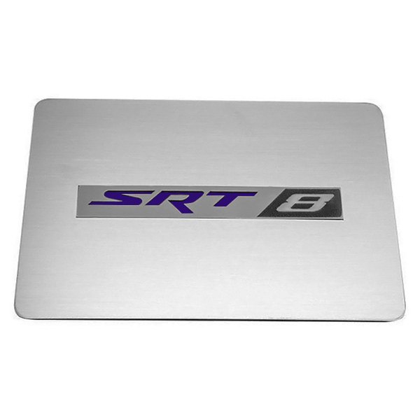 American Car Craft® - Brushed Fuse Box Cover Top Plate with Plum Crazy Purple SRT8 Logo