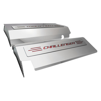 ACC® - MOPAR Licensed Series Red Illuminated Polished Fuel Rail Covers with Challenger Logo