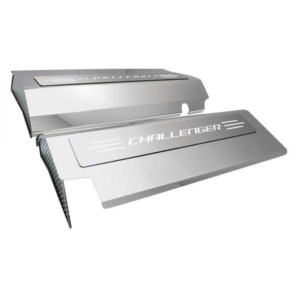 American Car Craft® - MOPAR Licensed Series Illuminated Polished Fuel Rail Covers with Challenger Logo