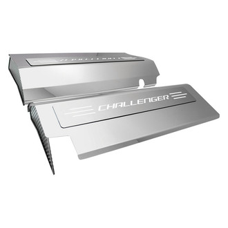 ACC® - MOPAR Licensed Series White Illuminated Polished Fuel Rail Covers with Challenger Logo