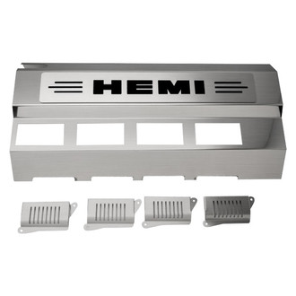 ACC® - Replacement Style Non-Illuminated Polished Fuel Rail Covers with Brushed Black Solid HEMI Logo