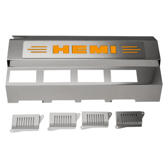 ACC® - Replacement Style Non-Illuminated Polished Fuel Rail Covers with HEMI Orange Solid HEMI Logo