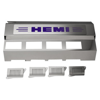 ACC® - Replacement Style Non-Illuminated Polished Fuel Rail Covers with Plum Crazy Purple Solid HEMI Logo