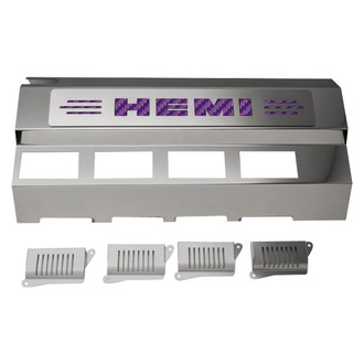 ACC® - Replacement Style Non-Illuminated Polished Fuel Rail Covers with Purple Carbon Fiber HEMI Logo