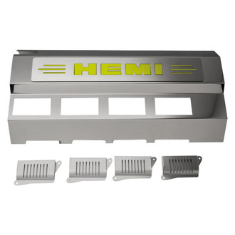 ACC® - Replacement Style Non-Illuminated Polished Fuel Rail Covers with Sublime Green Solid HEMI Logo