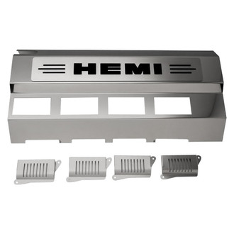 ACC® - Replacement Style Non-Illuminated Polished Fuel Rail Covers with Black Solid HEMI Logo