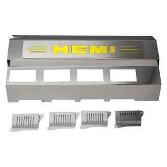 ACC® - Replacement Style Non-Illuminated Polished Fuel Rail Covers with Yellow Solid HEMI Logo