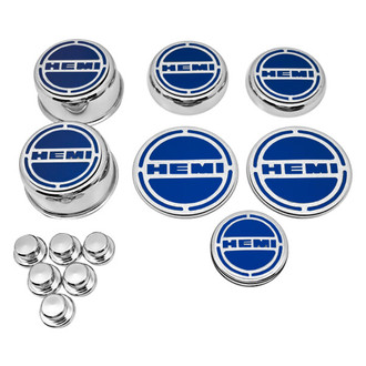 ACC® - Chrome Cap Cover Set with Dark Blue Solid HEMI Logo