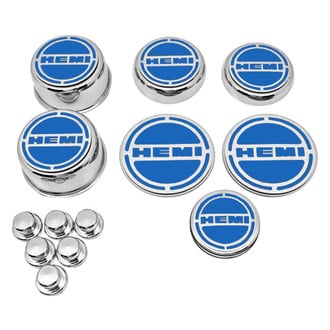 ACC® - Chrome Cap Cover Set with Blue Solid HEMI Logo