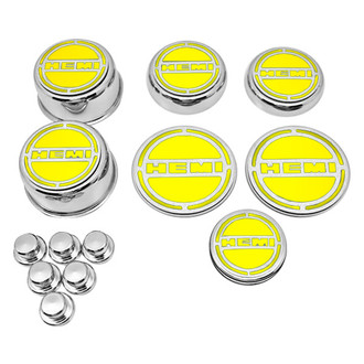 ACC® - Chrome Cap Cover Set with Yellow Solid HEMI Logo
