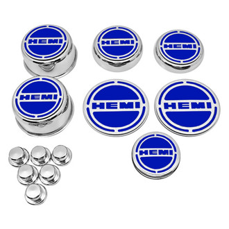 ACC® - Chrome Cap Cover Set with Dark Blue Solid HEMI Logo