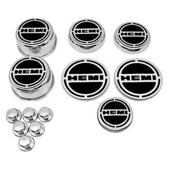 ACC® - Chrome Cap Cover Set with Black Solid HEMI Logo