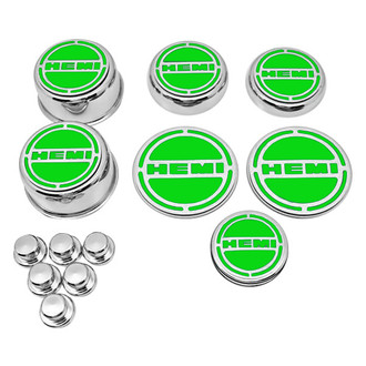 ACC® - Chrome Cap Cover Set with Sublime Green Solid HEMI Logo