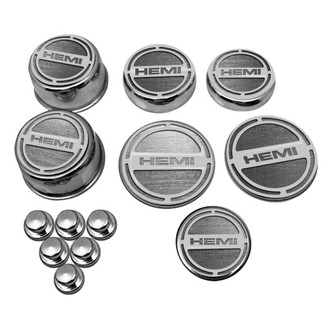ACC® - Chrome Cap Cover Set with Brushed Black Solid HEMI Logo