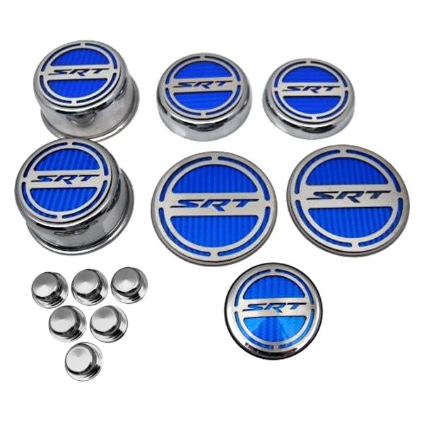 American Car Craft® - Chrome Cap Cover Set with Blue SRT8 Logo
