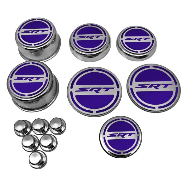 American Car Craft® - Chrome Cap Cover Set with Plum Crazy Purple SRT8 Logo