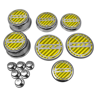 ACC® - Chrome Cap Cover Set with Yellow Carbon Fiber SRT8 Logo