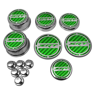 ACC® - Chrome Cap Cover Set with Green Carbon Fiber SRT8 Logo