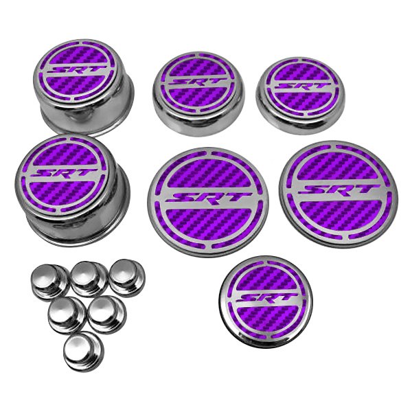 American Car Craft® - Chrome Cap Cover Set with Purple SRT8 Logo