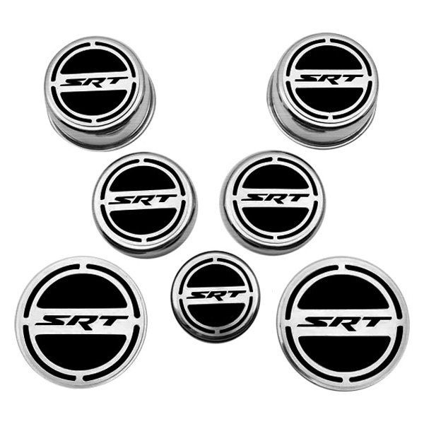 American Car Craft® - Chrome Cap Cover Set with Brushed Black SRT Logo