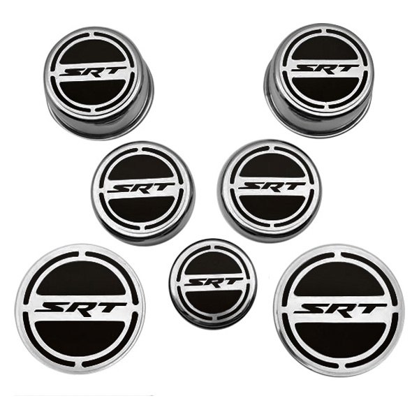 American Car Craft® - Chrome Cap Cover Set with Black SRT Logo