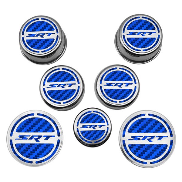 American Car Craft® - Chrome Cap Cover Set with Blue SRT Logo