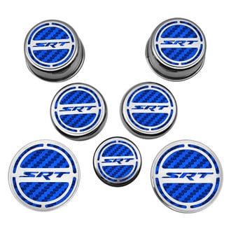 ACC® - Chrome Cap Cover Set with Blue Carbon Fiber SRT Logo