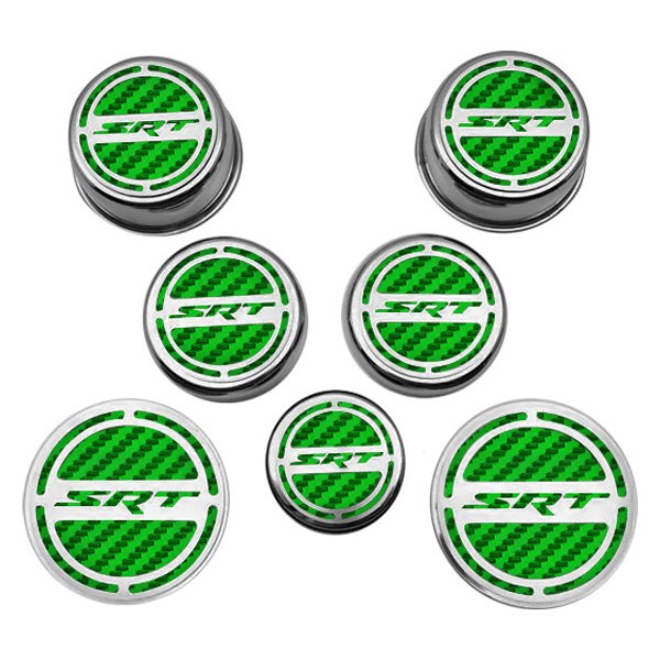 American Car Craft® - Chrome Cap Cover Set with Green SRT Logo