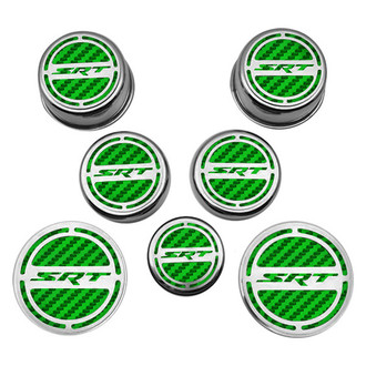 ACC® - Chrome Cap Cover Set with Green Carbon Fiber SRT Logo