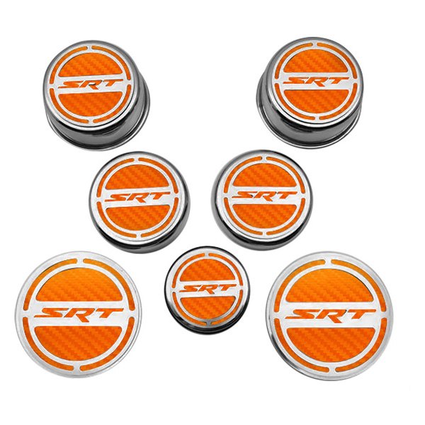 American Car Craft® - Chrome Cap Cover Set with Orange SRT Logo