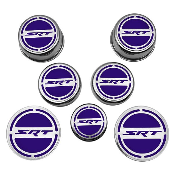 American Car Craft® - Chrome Cap Cover Set with Plum Crazy Purple SRT Logo