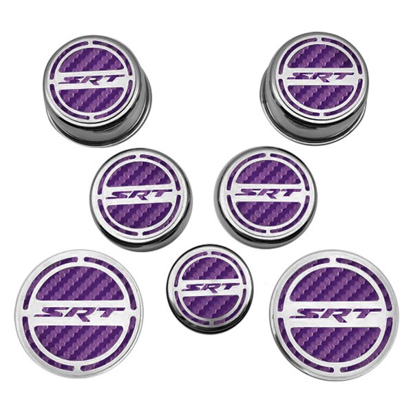 American Car Craft® - Chrome Cap Cover Set with Purple SRT Logo