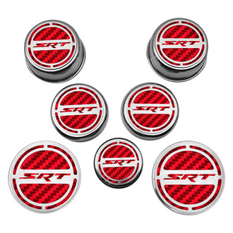 ACC® - Chrome Cap Cover Set with Red Carbon Fiber SRT Logo