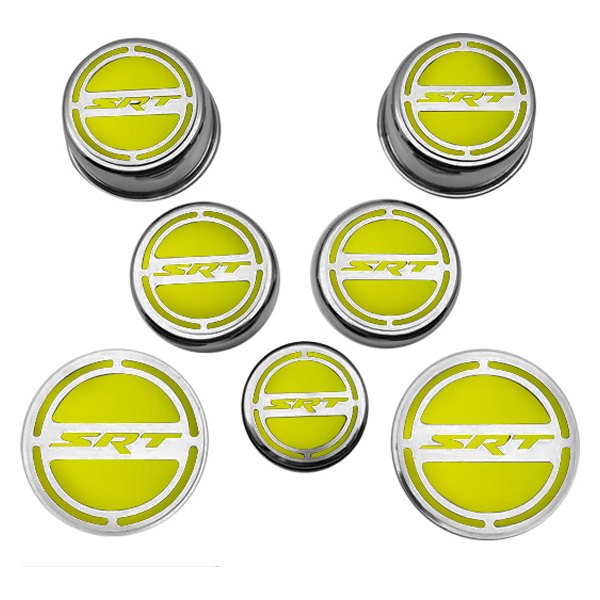American Car Craft® - Chrome Cap Cover Set with Sublime Green SRT Logo