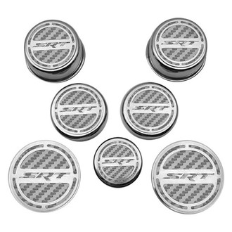 ACC® - Chrome Cap Cover Set with White Carbon Fiber SRT Logo