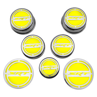 ACC® - Chrome Cap Cover Set with Yellow Carbon Fiber SRT Logo