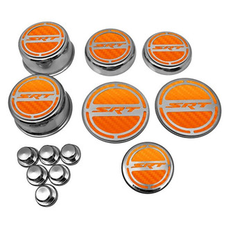 ACC® - Chrome Cap Cover Set with Orange Carbon Fiber SRT8 Logo