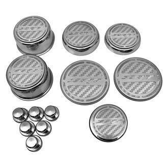 ACC® - Chrome Cap Cover Set with White Carbon Fiber SRT8 Logo