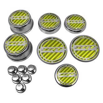 ACC® - Chrome Cap Cover Set with Yellow Carbon Fiber SRT8 Logo