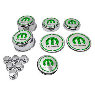 ACC® - Polished Cap Cover Set with Green Carbon Fiber MOPAR M Logo