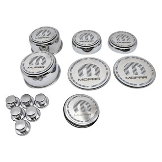 ACC® - Polished Cap Cover Set with White Carbon Fiber MOPAR M Logo