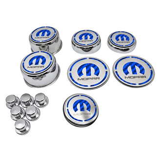 ACC® - Polished Cap Cover Set with Blue Carbon Fiber MOPAR M Logo