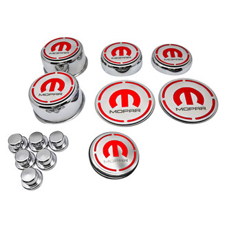 ACC® - Polished Cap Cover Set with Bright Red Solid MOPAR M Logo