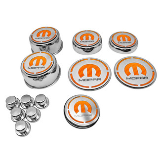 ACC® - Polished Cap Cover Set with Orange Carbon Fiber MOPAR M Logo