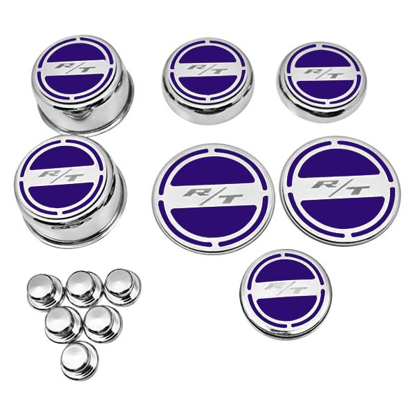 American Car Craft® - Chrome Plum Crazy Purple Solid Cap Cover Set with RT Logo