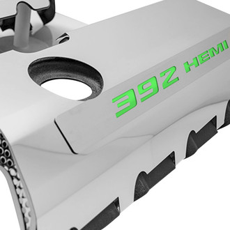 ACC® - MOPAR Licensed Series Non-Illuminated Polished Fuel Rail Covers with Green Carbon Fiber 392 HEMI Logo